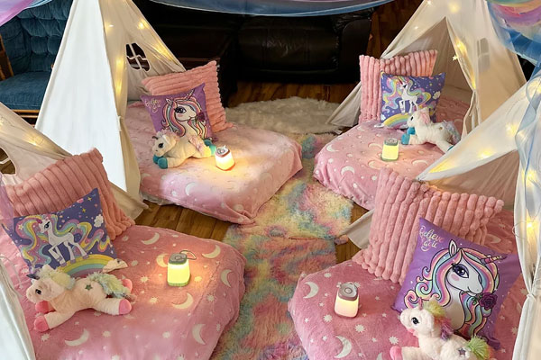 unicorn themed sleep over tents from Twilight Tent Sleepovers