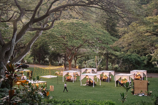 party tents set up at Waimea Valley